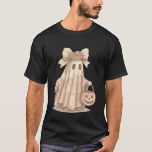 Süßer Pastell-Geist mit Coquette-Bogen-Kürbis-Eime T-Shirt