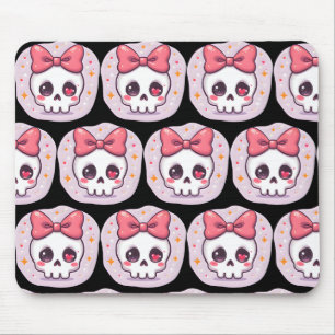 Süßer Pastell-Goth-Schädel mit Schleife Mousepad