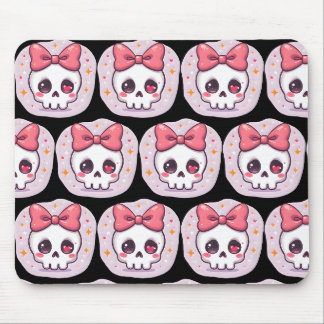 Süßer Pastell-Goth-Schädel mit Schleife Mousepad