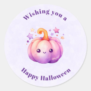 Süßer Pastell-Kürbis mit Sternen Halloween Runder Aufkleber