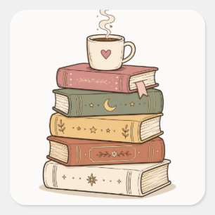 Süßer Pastell-Stapel Bücher Aufkleber