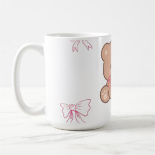 Süßer Pastell-Teddybär mit rosa Schleife, traumhaf Kaffeetasse