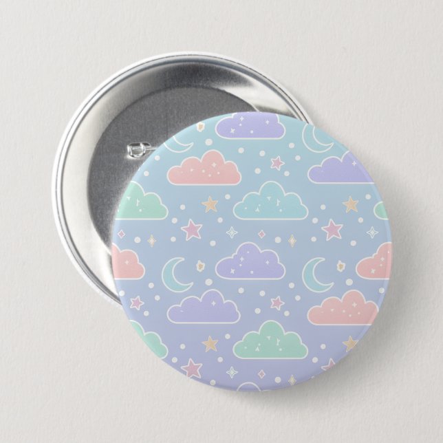 Süßer Pastell-Wolken-Emaille-Pin Button (Vorne & Hinten)