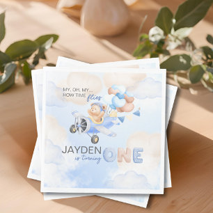 Süßer Pastellblauer Brauner Babybär wird Eins Serviette
