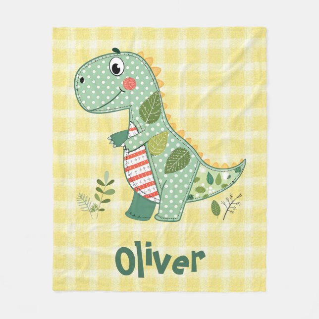 Süßer Patchwork-Baby-Dinosaurier Fleecedecke (Vorderseite)