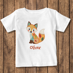 Süßer Patchwork-Fuchs Baby T-shirt
