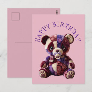 Süßer Patchwork-Kuschel-Bär Postkarte