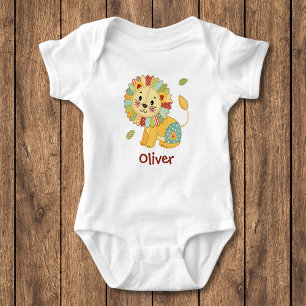 Süßer Patchwork-Löwe Baby Strampler