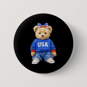Süßer patriotischer Bär usa 4. Juli amerikanisch Button