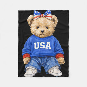 Süßer patriotischer Bär usa 4. Juli amerikanisch Fleecedecke