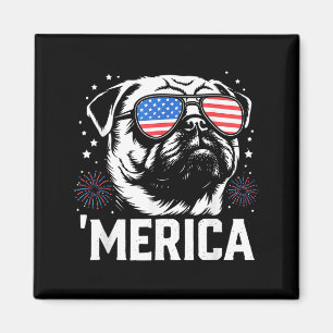 Süßer patriotischer Mops Hund Amerika 4. Juli Lust Magnet