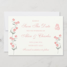 Süßer Pea Floral PInk und Creme Save the Date Einladung