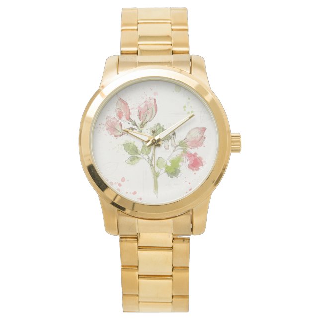 Süßer Pea Wasserfarbe Armbanduhr (Vorderseite)