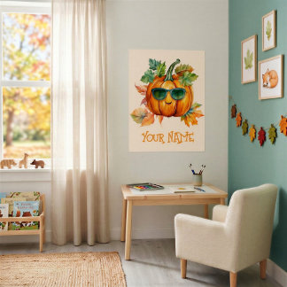 Süßer personalisierter Kürbis Herbst Kinderzimmer  Poster