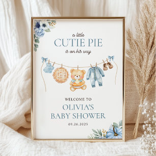 Süßer Pie Blauer Herbst Junge Baby Shower Willkomm Poster