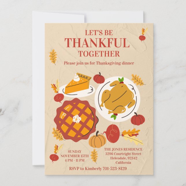 Süßer Pie-Kürbis Thanksgiving-Abendessen Einladung (Vorderseite)