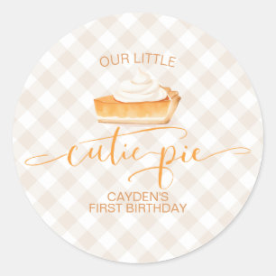 Süßer Pie-Kürbiskuchen Herbst Karo 1. Geburtstag Runder Aufkleber