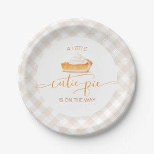 Süßer Pie-Kürbiskuchen Herbst Karo Baby Shower Pappteller