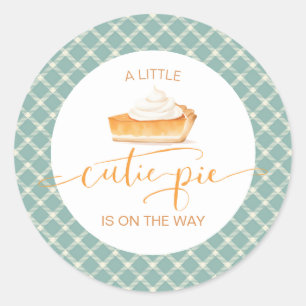 Süßer Pie-Kürbiskuchen Herbst Karo Baby Shower Runder Aufkleber