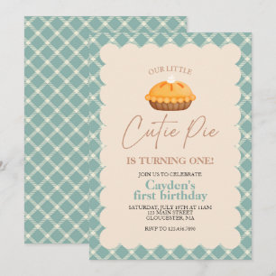 Süßer Pie Kürbiskuchen Herbst Karo Erstes Geburtst Einladung