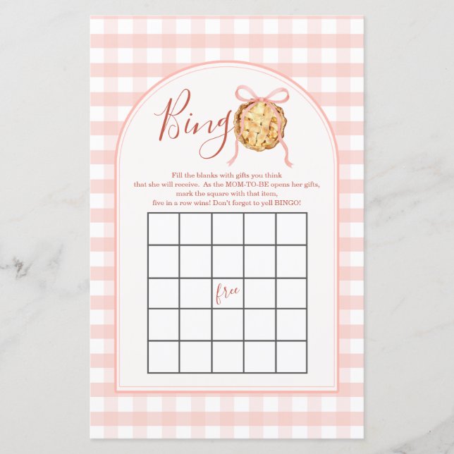 Süßer Pie Pastell Rosa Schleife Gingham Herbst Bin (Vorderseite)