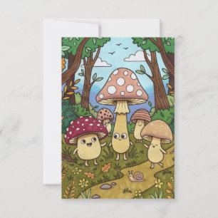 Süßer Pilzwald Waldpilz Whimsical Dankeskarte