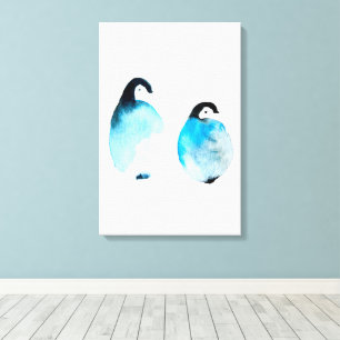 Süßer Pinguin Aquarellkunst Leinwanddruck
