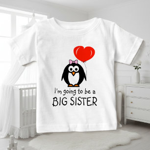 Süßer Pinguin Big Sister Babykleid für Geschwister Baby T-shirt