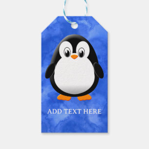 Süßer Pinguin-Cartoon, benutzerdefinierte blaue Wa Geschenkanhänger