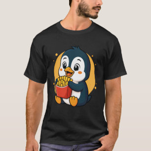 Süßer Pinguin, der Pommes isst, lustiges Kawaii-Ti T-Shirt