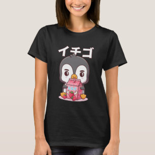Süßer Pinguin Erdbeer Milch Japanischer Anime Nied T-Shirt