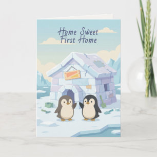 Süßer Pinguin Erstes Zuhause Zuhause Süßes Erste Karte