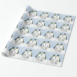 Süßer Pinguin-Familien-Weihnachtsfeiertag Geschenkpapier