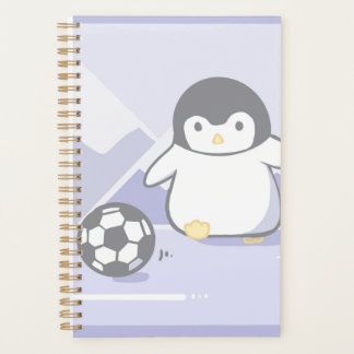 Süßer Pinguin-Fußball-Planer | Kawaii Pastell-Spir Planer