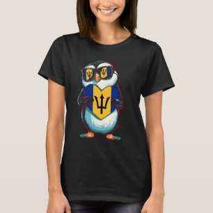Süßer Pinguin Herz Dreizack Barbados-Flagge Bajan T-Shirt