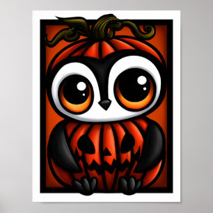 Süßer Pinguin Jack-o'-Lantern Halloween Kostüm Poster