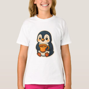 Süßer Pinguin mit einer Tasse Tee