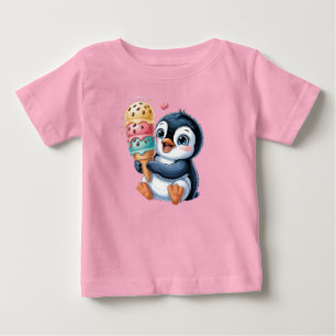 Süßer Pinguin mit Eiscreme Cute Kids T-Shirt