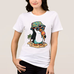 Süßer Pinguin mit Eiscreme T-Shirt Tri-Blend Shirt