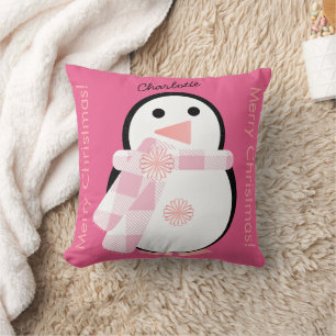 Süßer Pinguin Personalisiertes Frohes Weihnachten Kissen