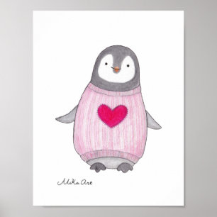 Süßer Pinguin Poster Pinguin Gemälde Kinderzimmer 