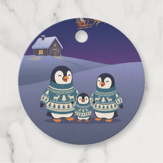 Süßer Pinguin-Pullover Familie | Weihnachts-Gesche Geschenkanhänger