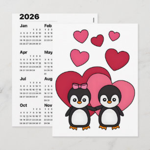 Süßer Pinguin Valentinstag-Geschenk-Kalender 2026 Feiertagspostkarte