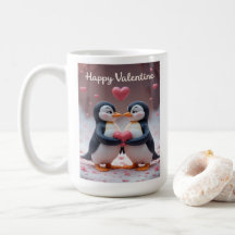 Süßer Pinguin Valentinstag Liebenswertes Paar Lieb