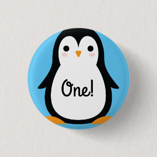 Süßer Pinguin Winter 1. Geburtstag Button Pin