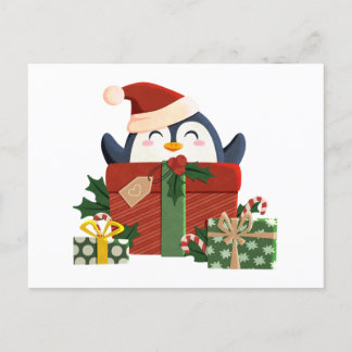 Süßer Pinguin wünscht frohe Weihnachten Postkarte