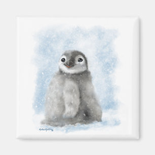 Süßer Pinguinküken im Schnee-Cartoon Magnet