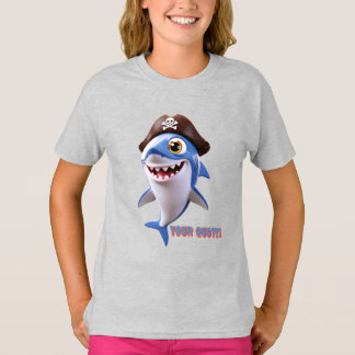 Süßer Piratenhai-Cartoon – 3D-Kinderillustration T-Shirt
