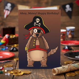 Süßer Piratenhund Ahoy Matrosen Kindergeburtstag Karte