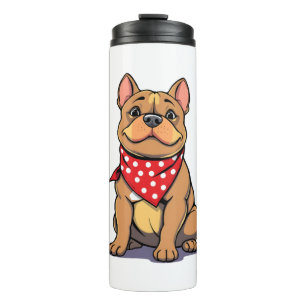 Süßer Pitbull Bulldogge mit Bandana Lustiger Hunde Thermosbecher